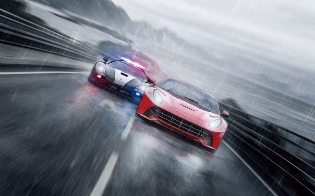 Racing cars wet road rain free wallpaper for desktop - medium preview image
