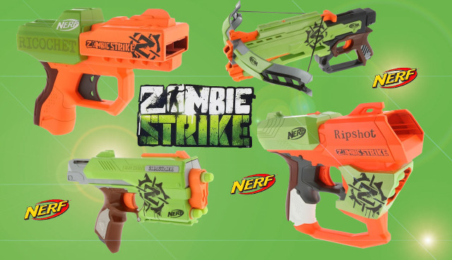 Nerf guns stickers green background free wallpaper for desktop - medium preview image