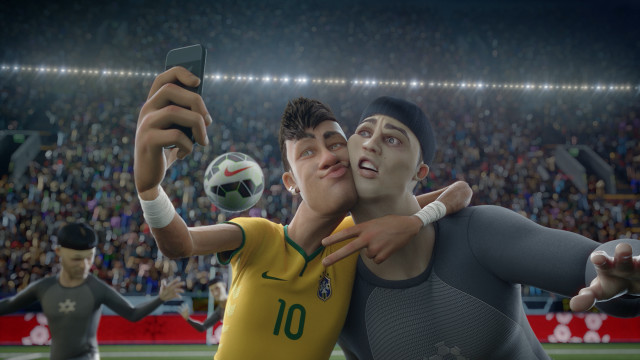 Two men playing soccer stadium free wallpaper for desktop - medium preview image