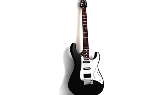 Black white guitar wall background free wallpaper for desktop - medium preview image