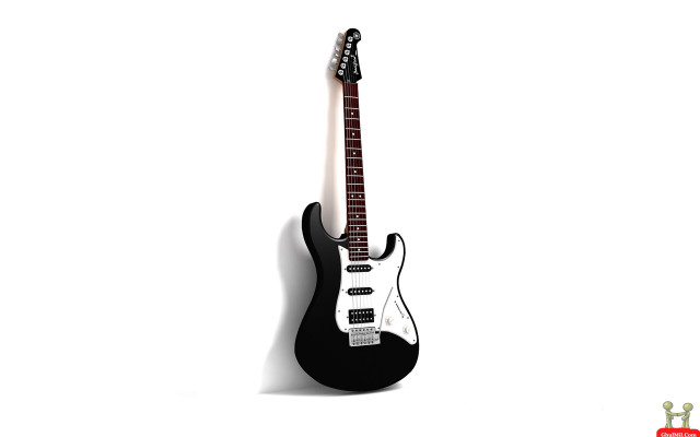 Black white guitar wall red free wallpaper for desktop - medium preview image