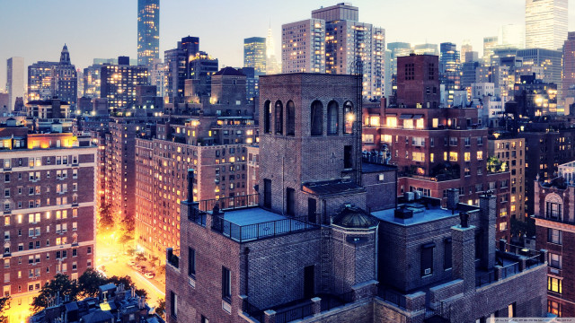 City skyline clock tower night #3 free wallpaper for desktop - medium preview image