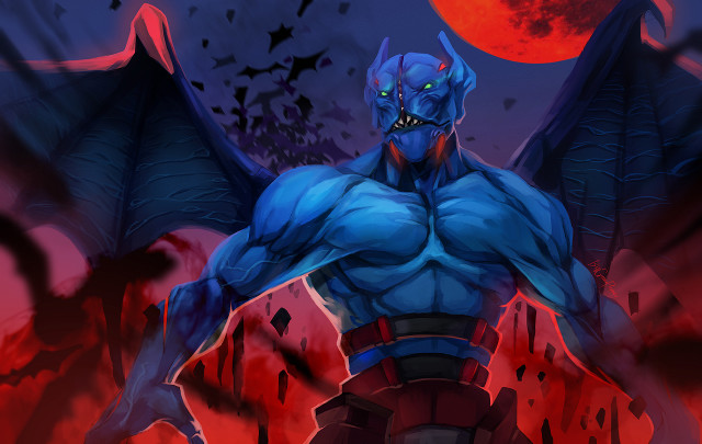 Demonic blue demon red moon free wallpaper for desktop - medium preview image