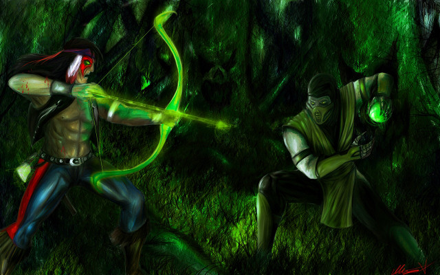 Two people forest green bow free wallpaper for desktop - medium preview image