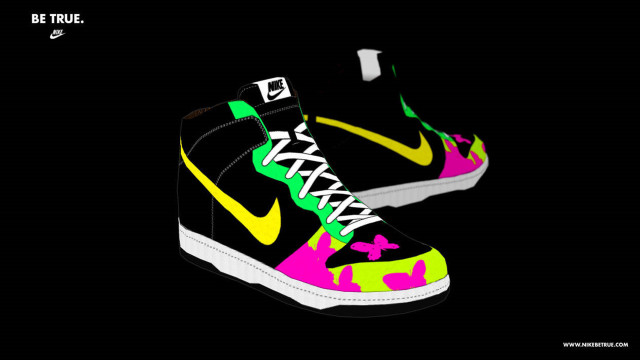 Sneakers black background yellow pink free wallpaper for desktop - medium preview image