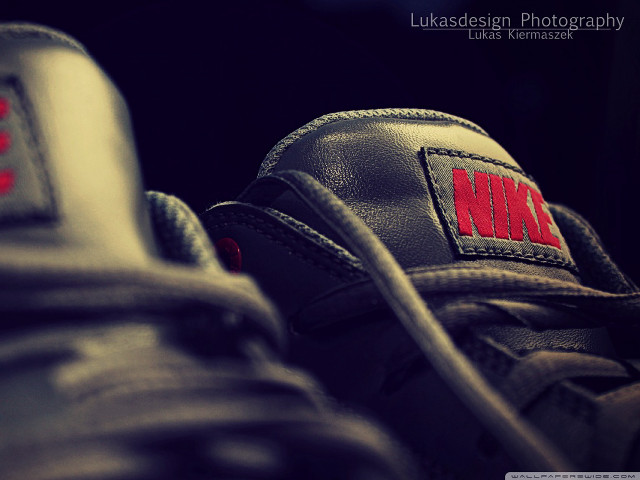 Nike sneakers red patch macro free wallpaper for desktop - medium preview image