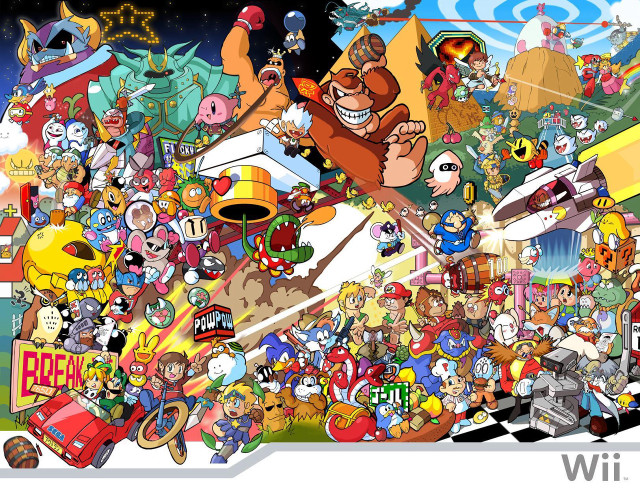 Cartoon characters game scene crowd free wallpaper for desktop - medium preview image