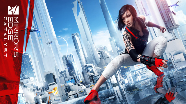 Woman futuristic city red shoes free wallpaper for desktop - medium preview image