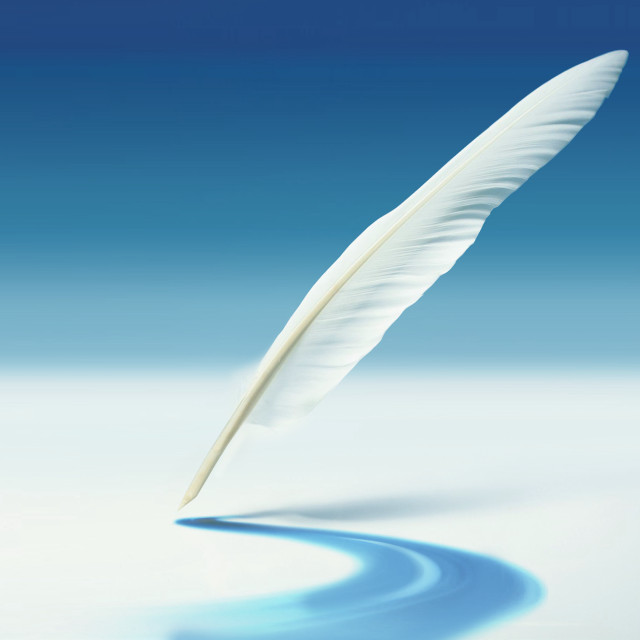 White feather flying blue background free wallpaper for tablet - medium preview image