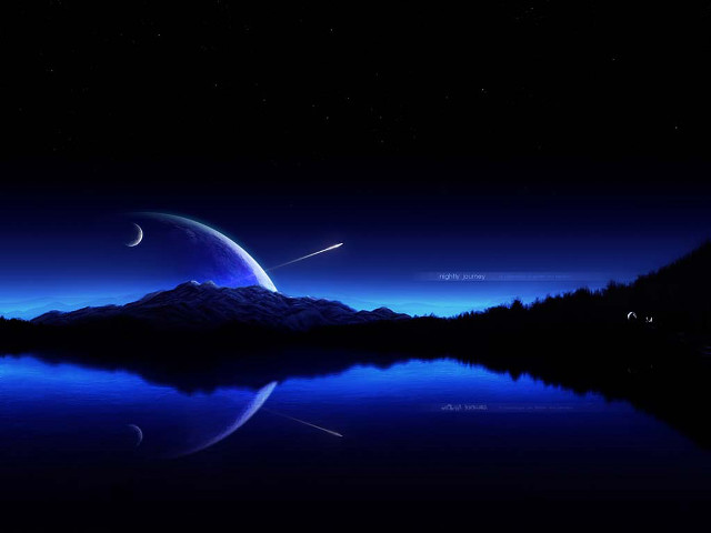 Blue night mountain lake crescent #5 free wallpaper for desktop - medium preview image