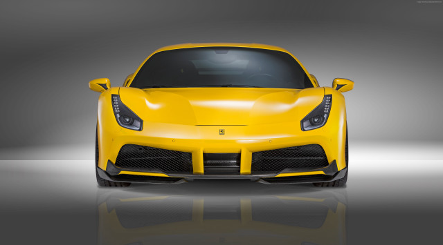 Yellow sports car studio reflection free wallpaper for desktop - medium preview image