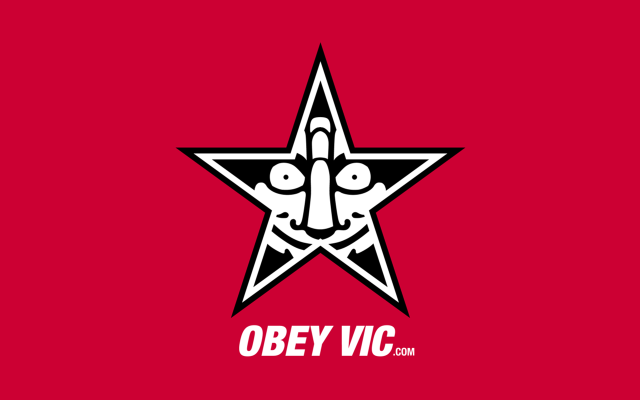 Red black star face obey free wallpaper for desktop - medium preview image