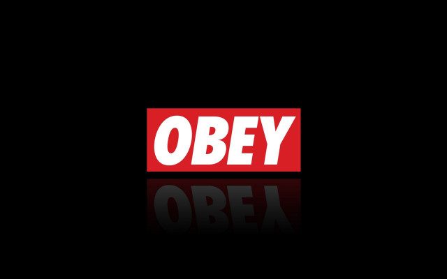 Red white obey reflection ambient free wallpaper for desktop - medium preview image