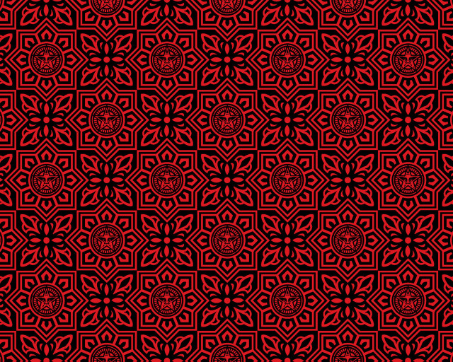 Red black maze flower pattern free wallpaper for desktop - medium preview image