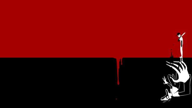 Person standing ledged red background free wallpaper for desktop - medium preview image