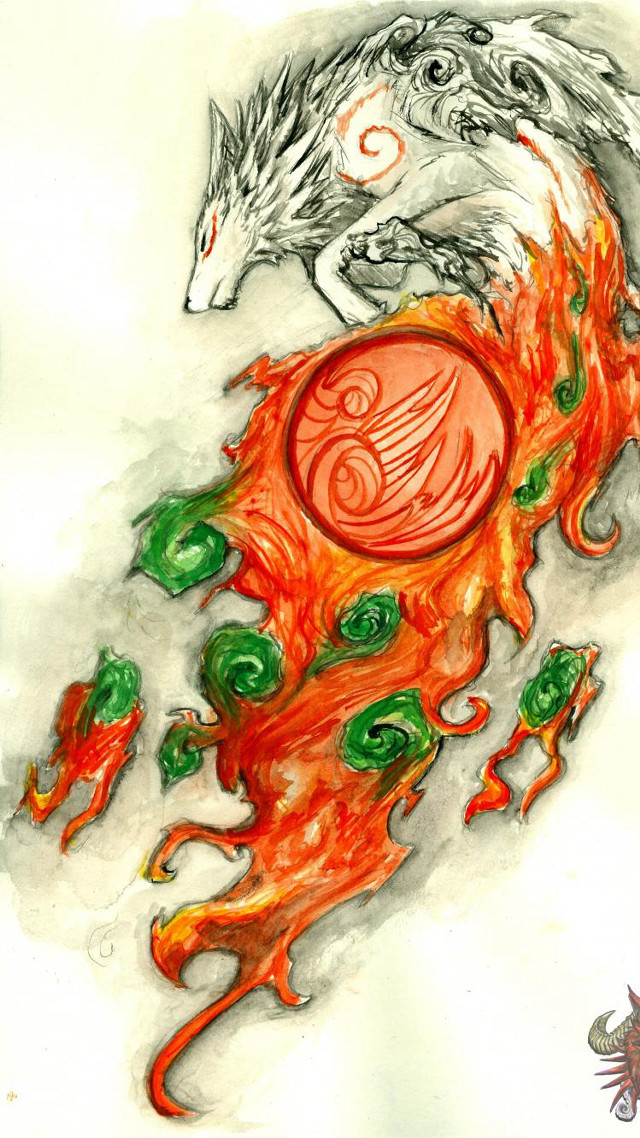 Dragon red circle green circle free wallpaper for mobile - medium preview image