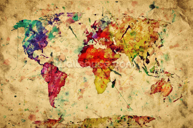 World map watercolor grunge background free wallpaper for desktop - medium preview image