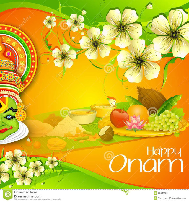 Happy onam greeting mask flowers free wallpaper for tablet - medium preview image