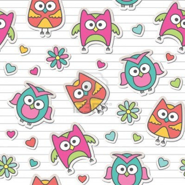 Colorful owls hearts lined paper free wallpaper for tablet - medium preview image