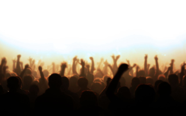 Concert crowd fire silhouette autumn free wallpaper for desktop - medium preview image