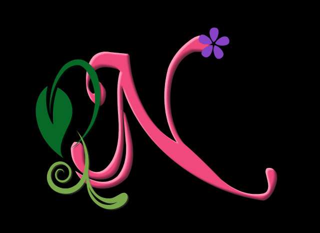 Pink green letter m flower free wallpaper for desktop - medium preview image