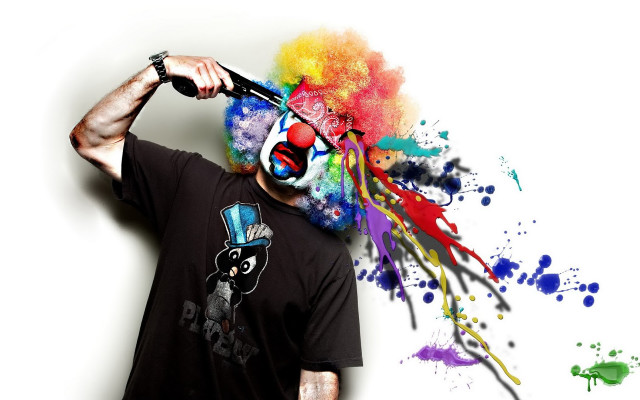 Clown mask hair dryer paint free wallpaper for desktop - medium preview image