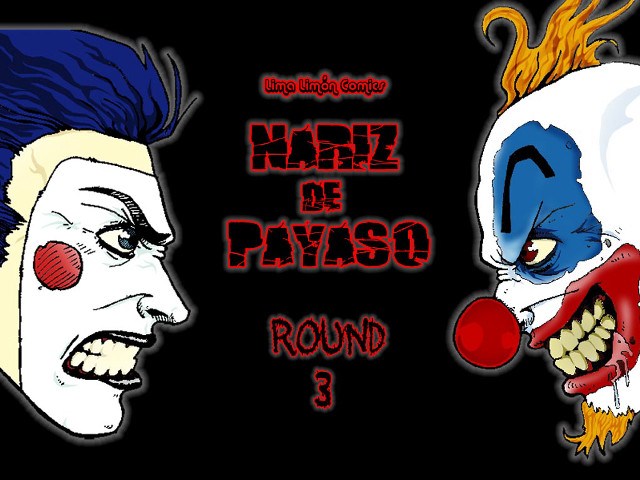 Two clowns red blue drawing free wallpaper for desktop - medium preview image