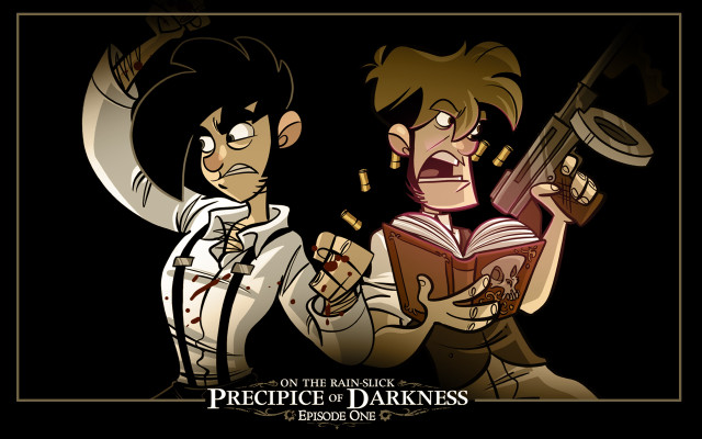 Cartoon two people holding book free wallpaper for desktop - medium preview image