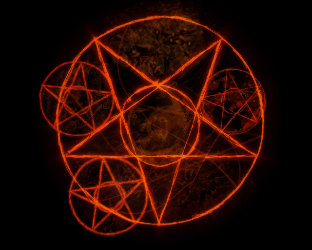 Glowing orange circle star black free wallpaper for desktop - medium preview image