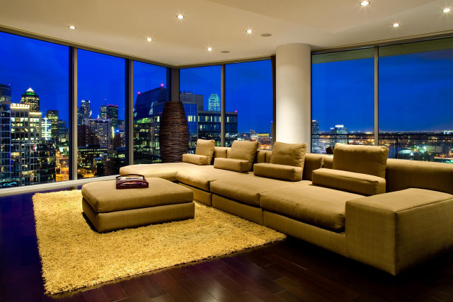 Living room large couch city free wallpaper for desktop - medium preview image