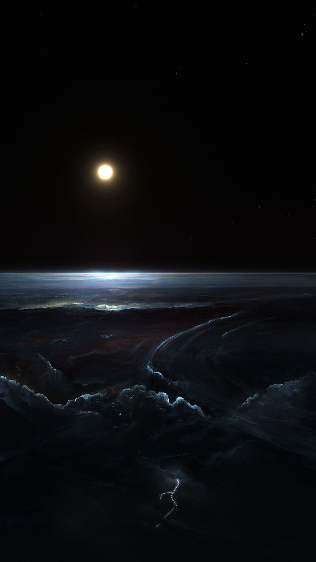 Full moon clouds sky ocean free wallpaper for mobile - medium preview image