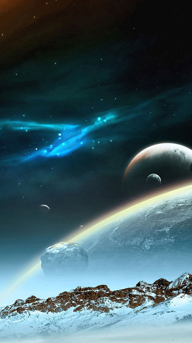 Space scene distant planet distant free wallpaper for mobile - medium preview image