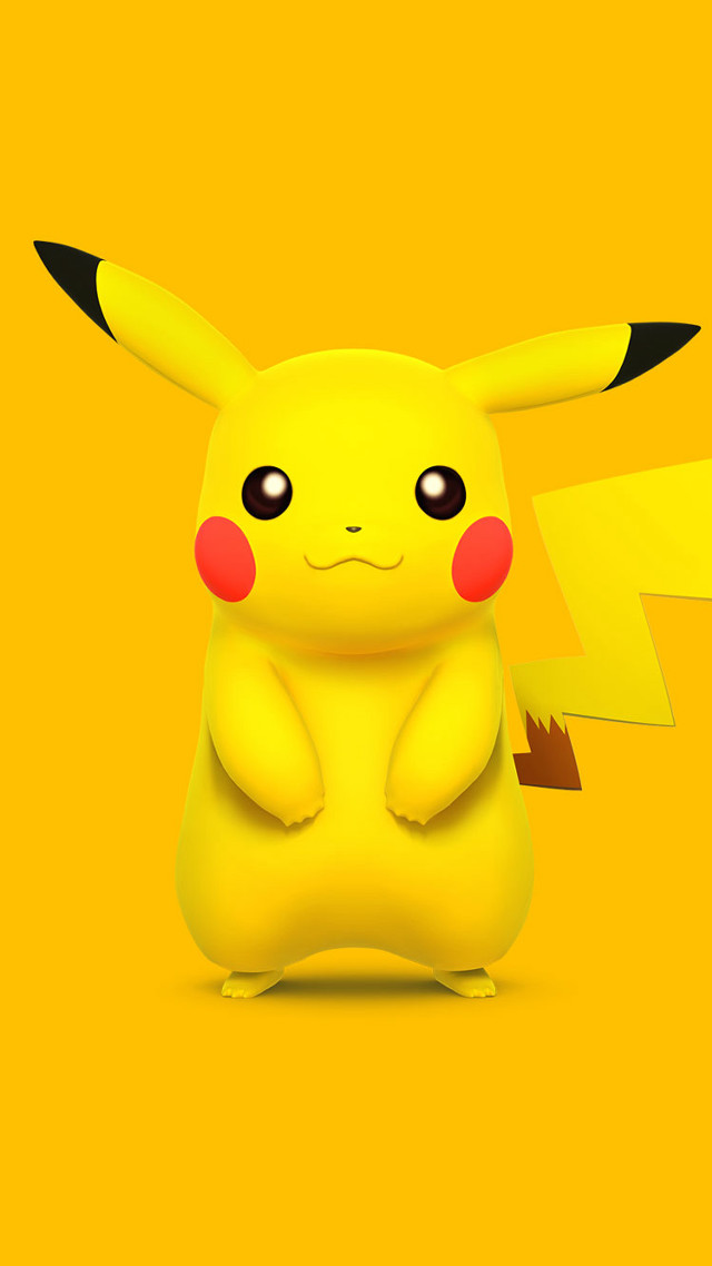 Pikachu sitting yellow background lightning free wallpaper for mobile - medium preview image