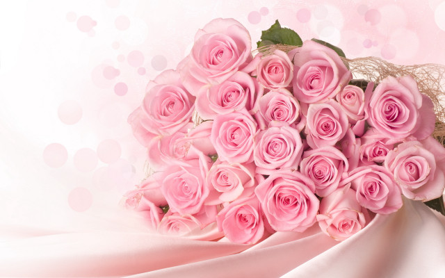 Bouquet pink roses white cloth free wallpaper for desktop - medium preview image