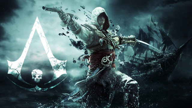 Man white outfit sword skull free wallpaper for desktop - medium preview image