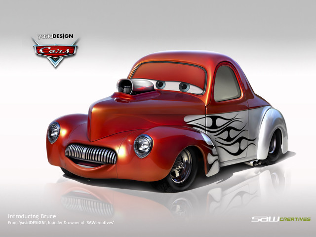 Red car black white design #3 free wallpaper for desktop - medium preview image