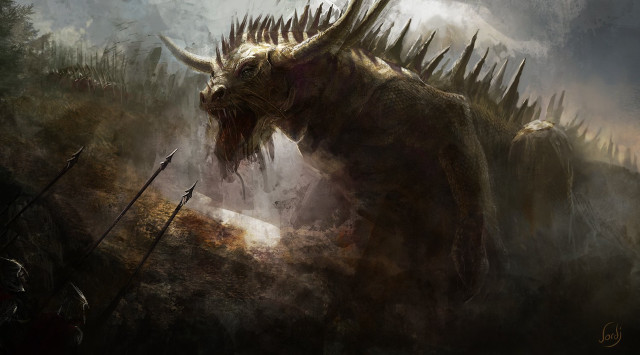 Dragon spikes horns painting artwork free wallpaper for desktop - medium preview image