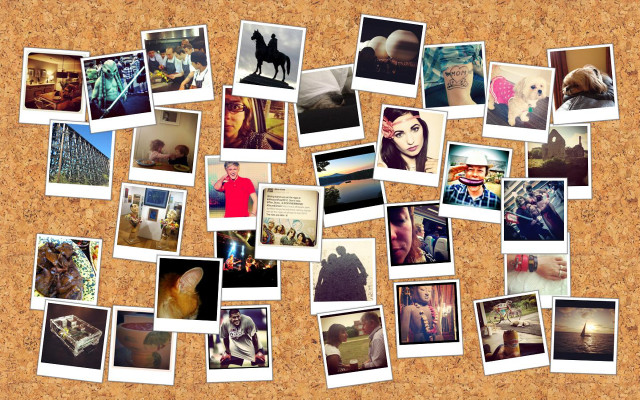 Cork board pictures people collage free wallpaper for desktop - medium preview image