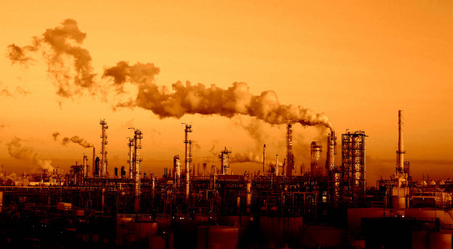 Factory smoke stacks pipes sunset free wallpaper for desktop - medium preview image