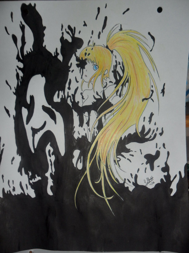 Alice blonde blue eyes floating free wallpaper for mobile - medium preview image