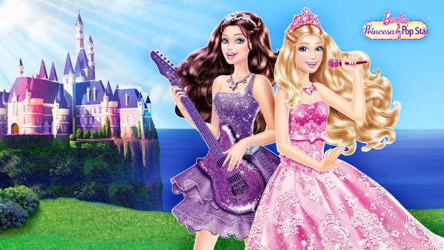 Barbie dolls castle guitar standing free wallpaper for desktop - medium preview image