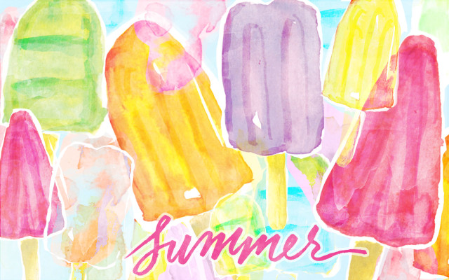 Icecreams summer watercolor lycoart vibrant free wallpaper for desktop - medium preview image