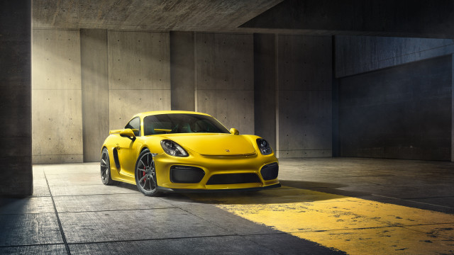 Yellow sports car parking garage #3 free wallpaper for desktop - medium preview image