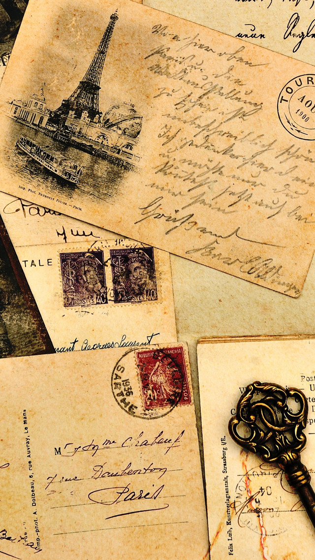 Old postcards with key attached free wallpaper for mobile - medium preview image