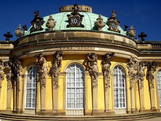 Building green roof clock windows free wallpaper for desktop - medium preview image