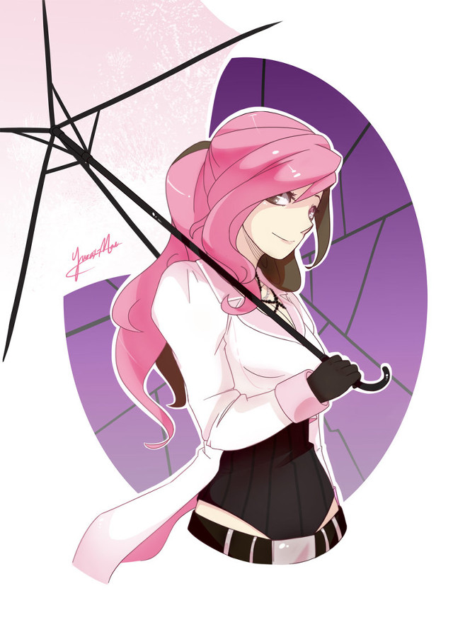 Woman pink hair umbrella pink free wallpaper for mobile - medium preview image