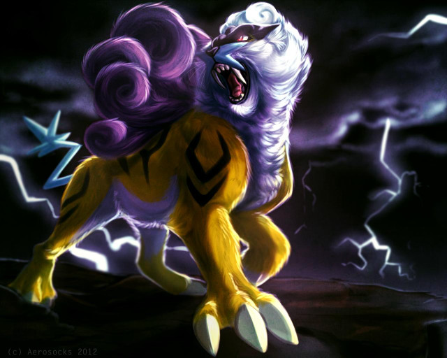 Yellow purple lion lightning shock free wallpaper for desktop - medium preview image