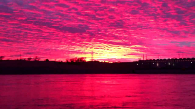 Pink sky clouds bridge river free wallpaper for desktop - medium preview image