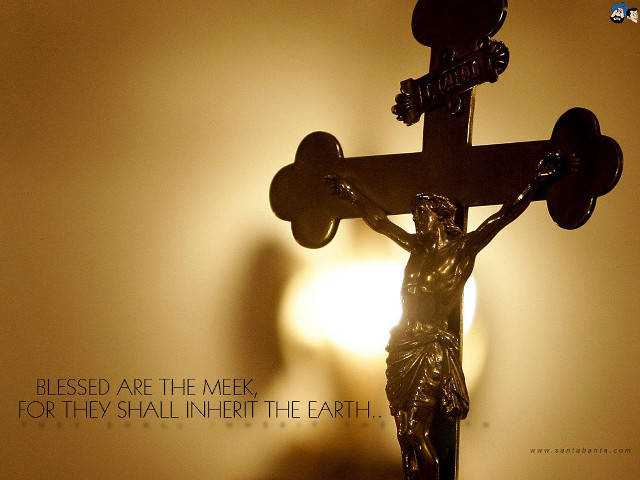 Statue person holding cross quote free wallpaper for desktop - medium preview image