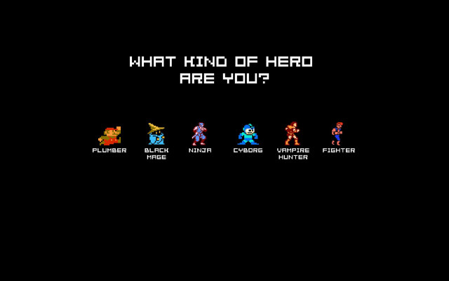 Heroic pixel art characters multiple free wallpaper for desktop - medium preview image